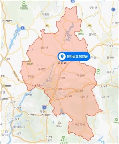 담양군 지도 화면