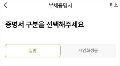 증명서 구분 및 기준일 선택