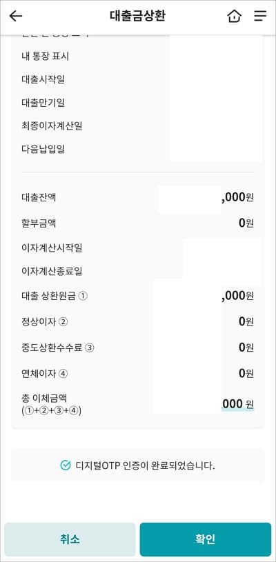 대출금 상환 정보