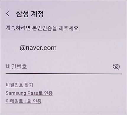 삼성계정 비밀번호 입력