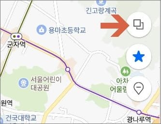 지도 화면에서 네모 모양 아이콘 터치