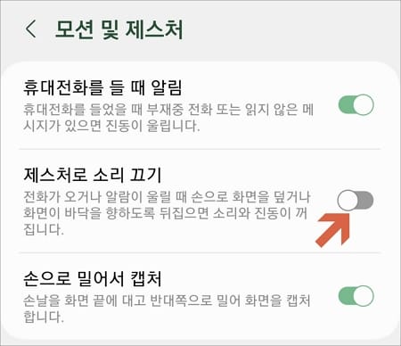 제스처로 소리 끄기