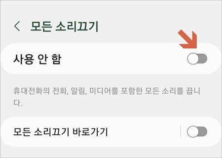 모든 소리끄기 비활성화