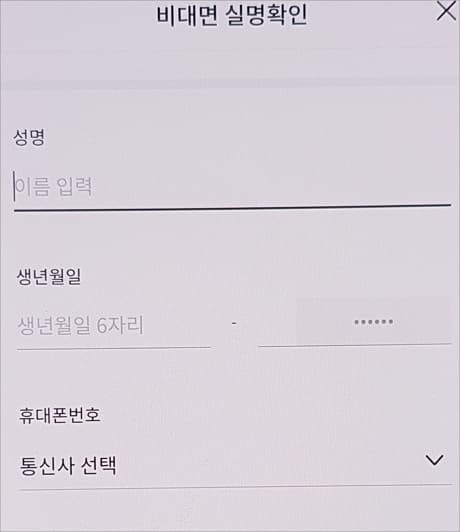 휴대폰 번호 입력