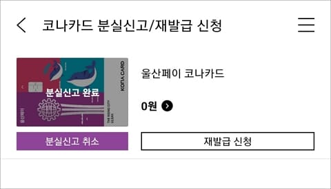 코나카드 분실신고 및 재발급