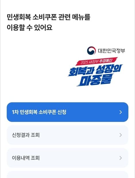 민생회복지원금 농협카드